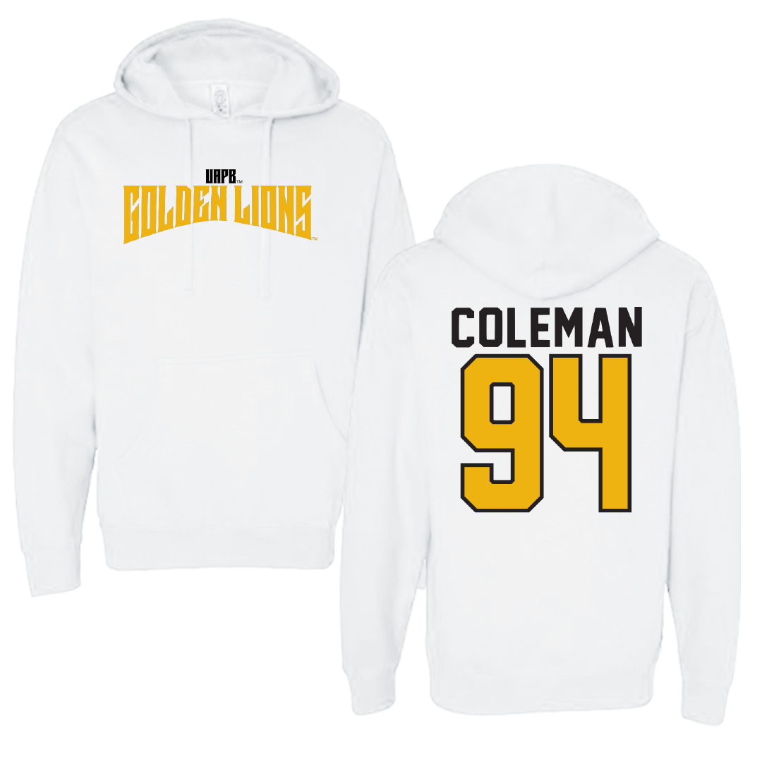 University of Arkansas-Pine Bluff Football White Classic Hoodie - #94 Cameron Coleman