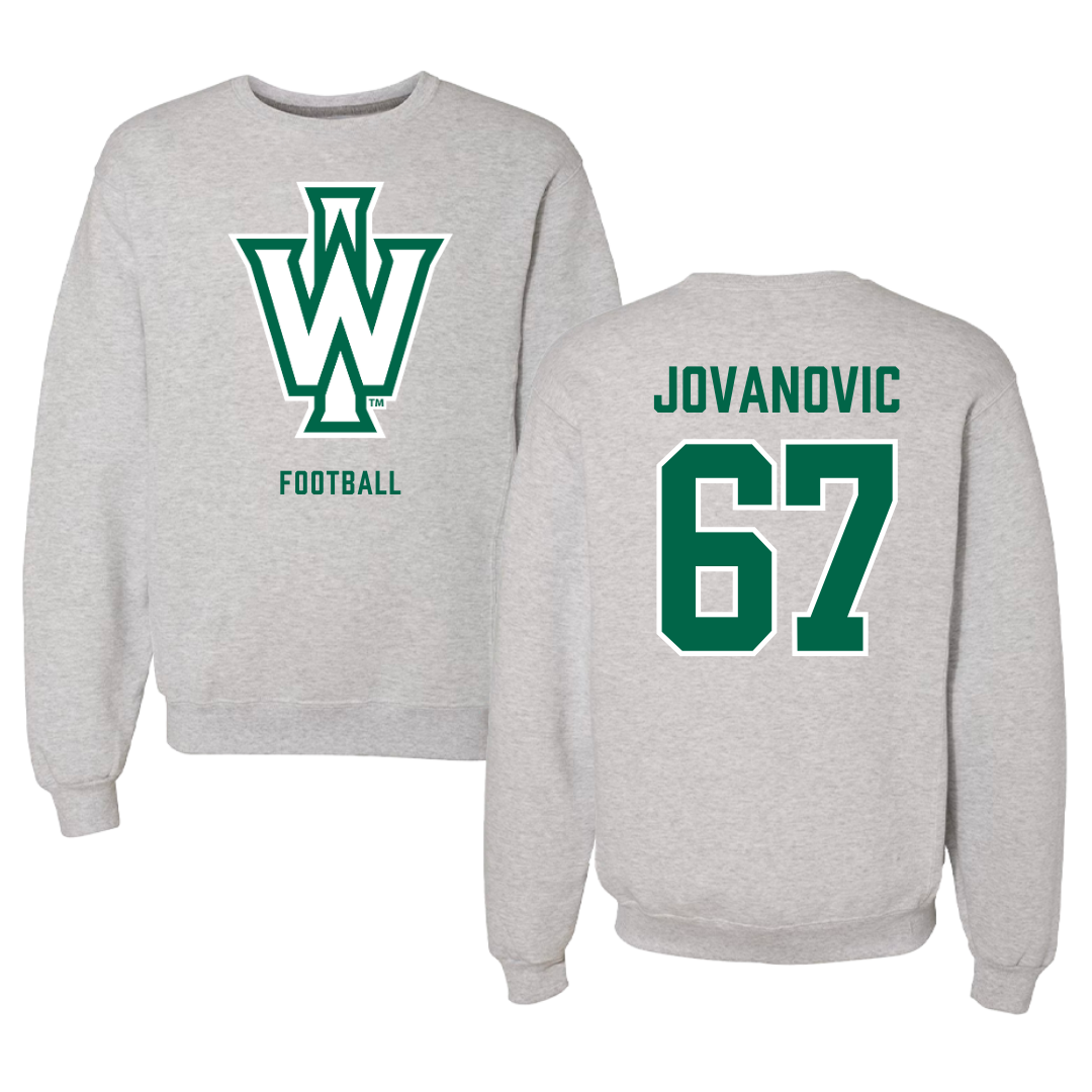 Illinois Wesleyan University Football Gray Crewneck - #67 Mihailo Jovanovic