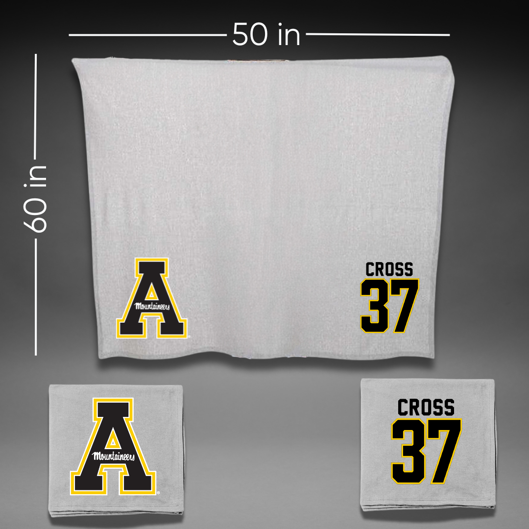 Appalachian State University Baseball Gray Blanket - #37 Caleb Cross