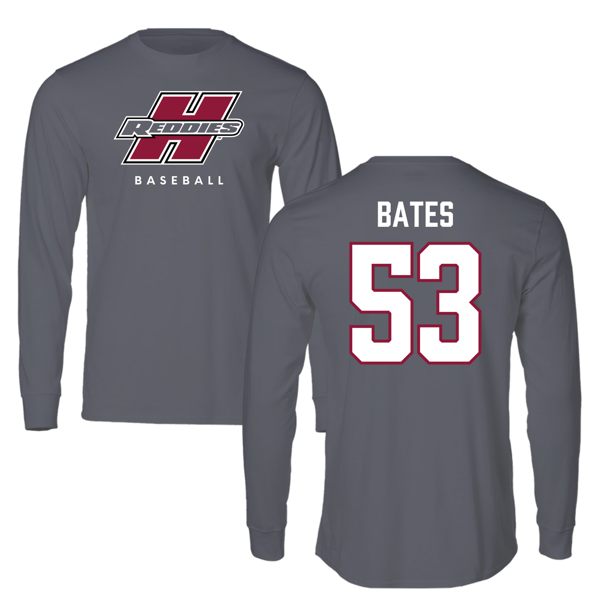 Henderson State University Baseball Gray Performance Long Sleeve - #53 Christian Bates