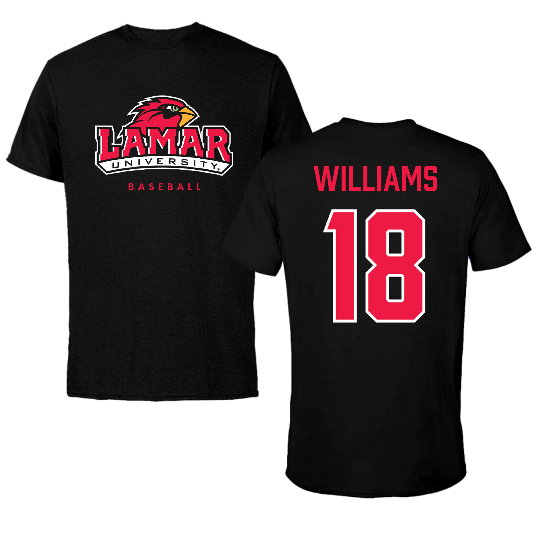 Lamar University Baseball Black Performance Tee - #18 Zach Williams