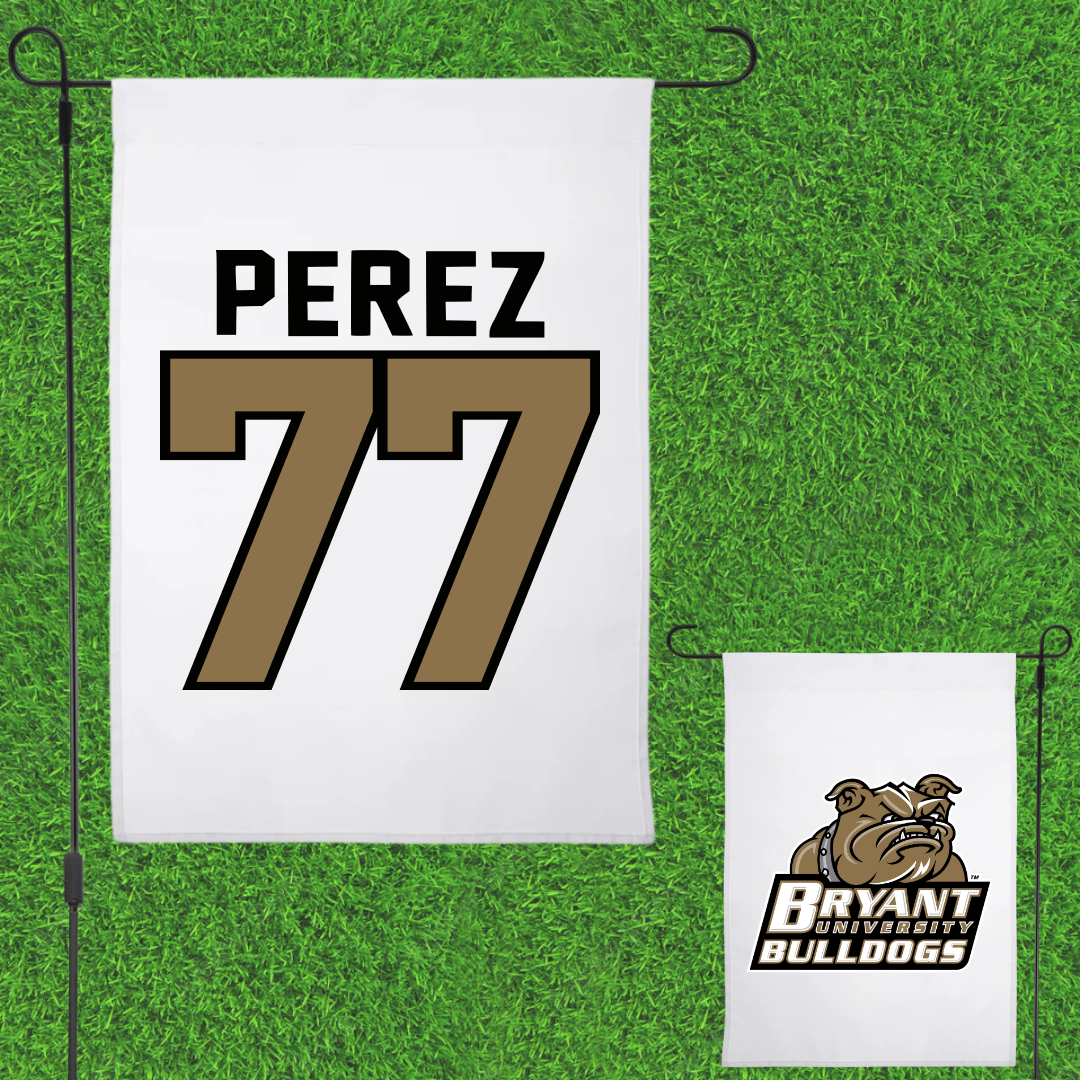 Bryant University Football White Garden Flag - #77 Anthony Perez