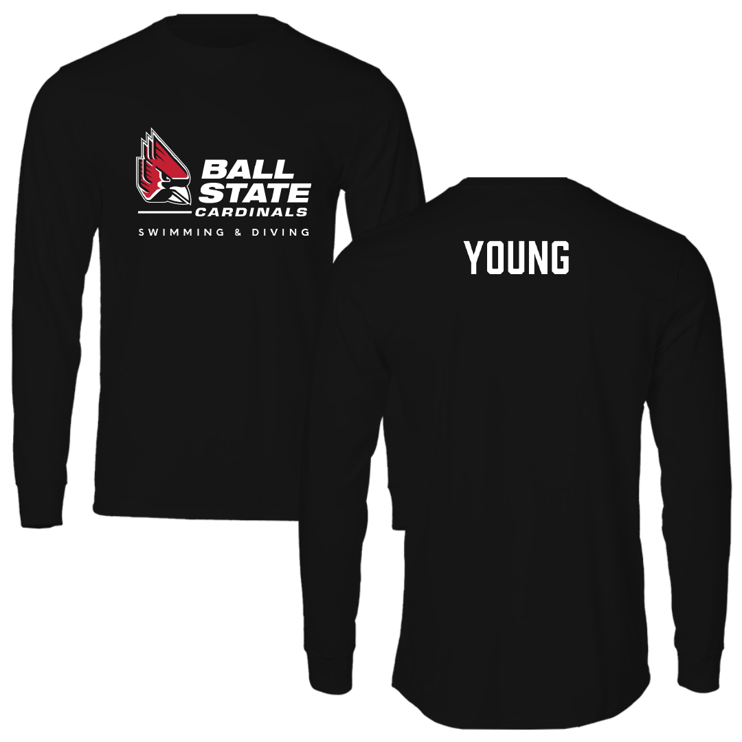 Ball State University Swimming & Diving Black Performance Long Sleeve - Mason Young
