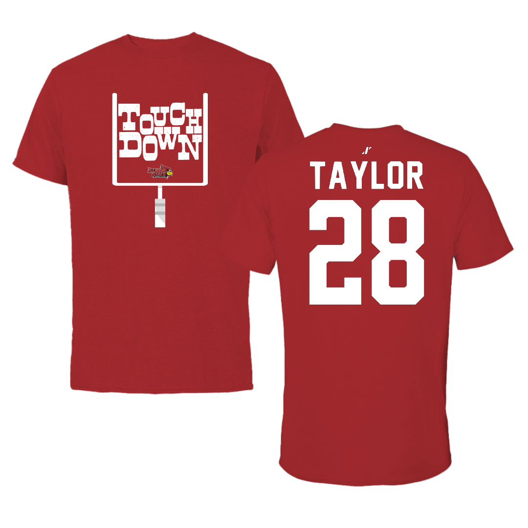 Illinois State University Football Canvas Red Touchdown Tee - #28 Chris Taylor