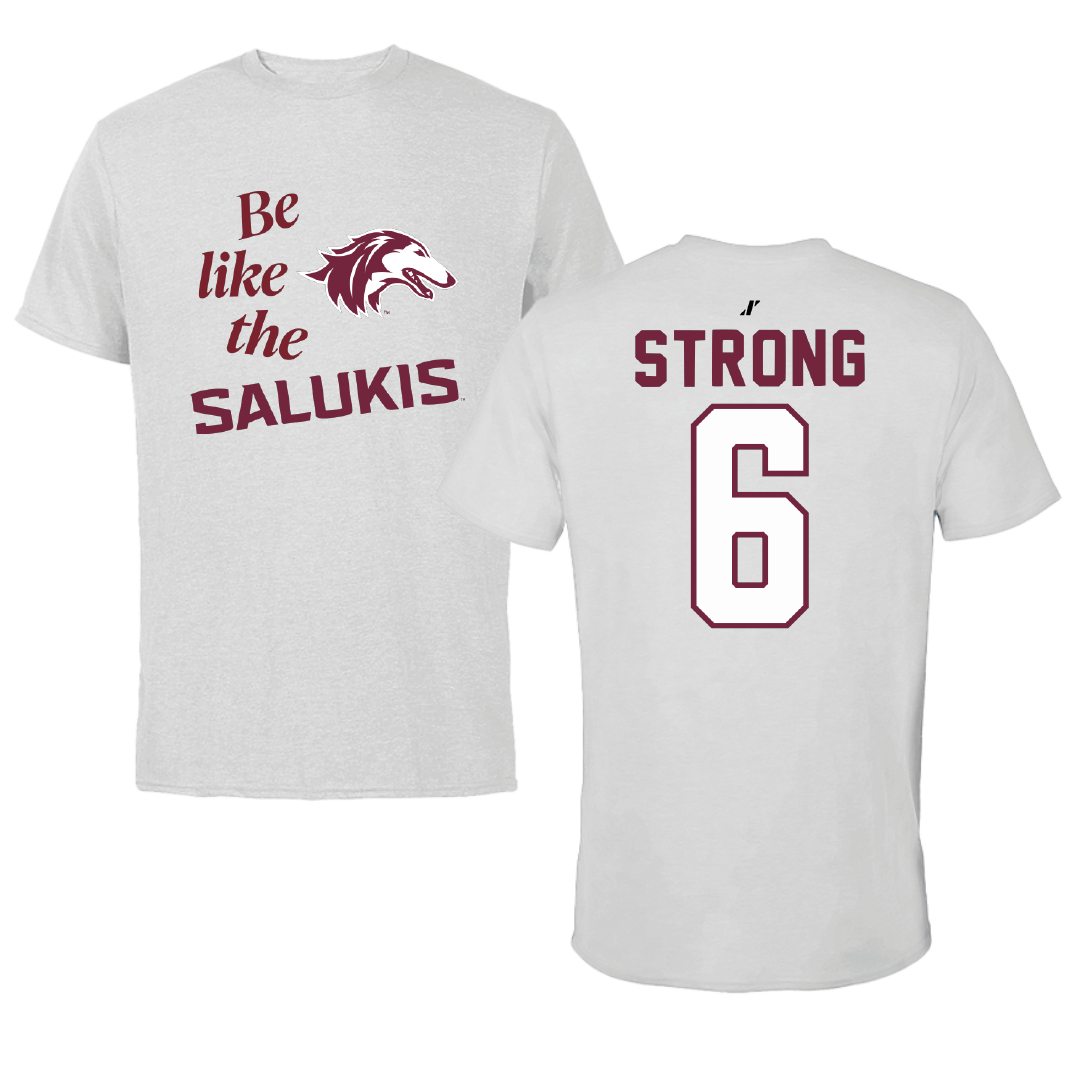 Southern Illinois University at Carbondale Football Light Gray Be Like Us Tee - #6 Justin Strong