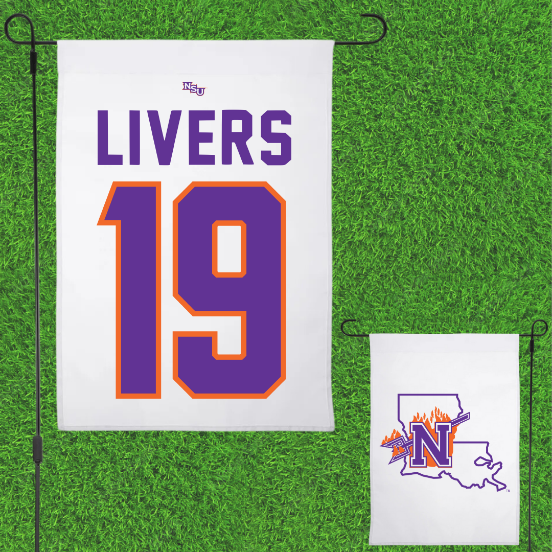 Northwestern State University Softball White Garden Flag - #19 Sophia Livers
