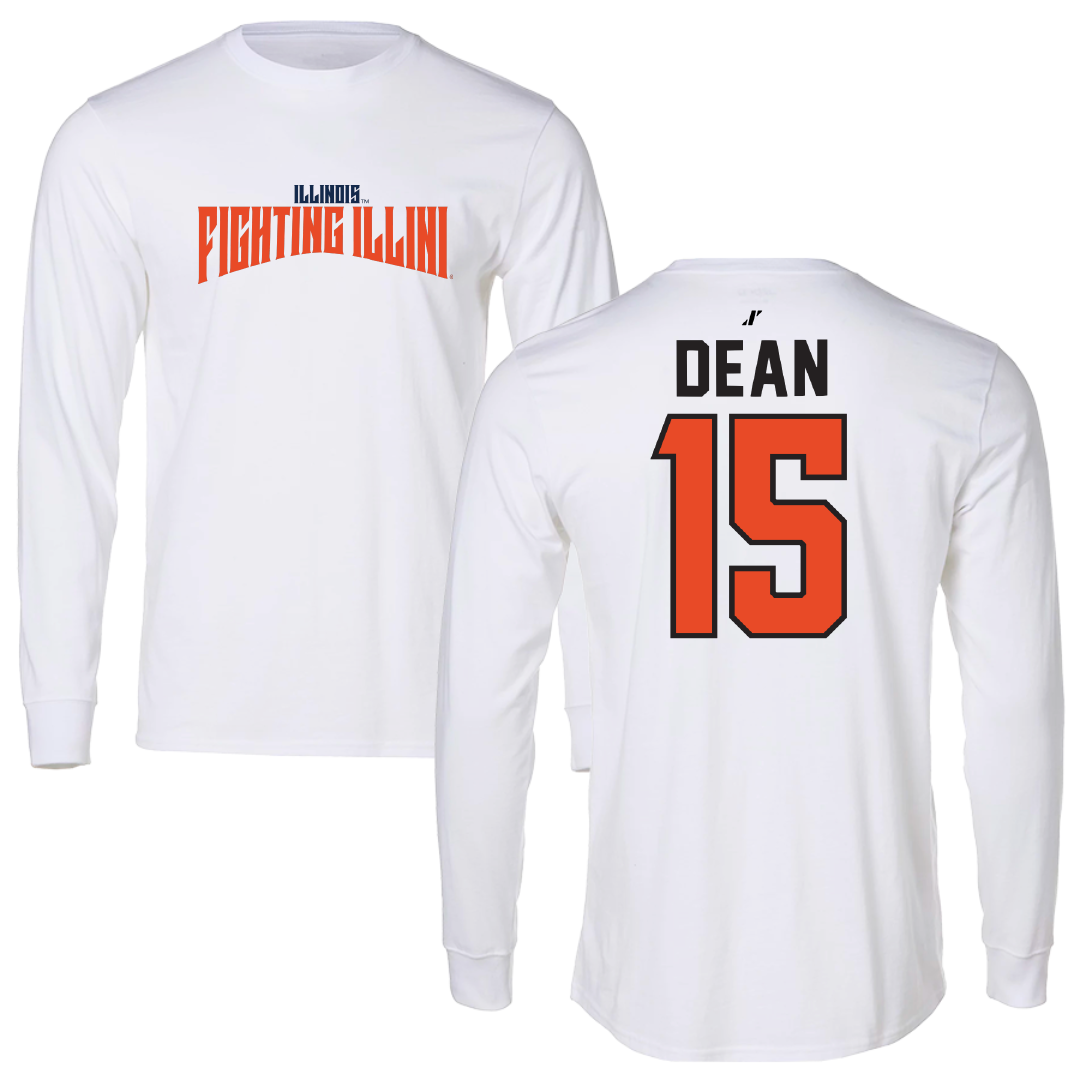 University of Illinois Volleyball White Classic Performance Long Sleeve - #15 Gabby Dean