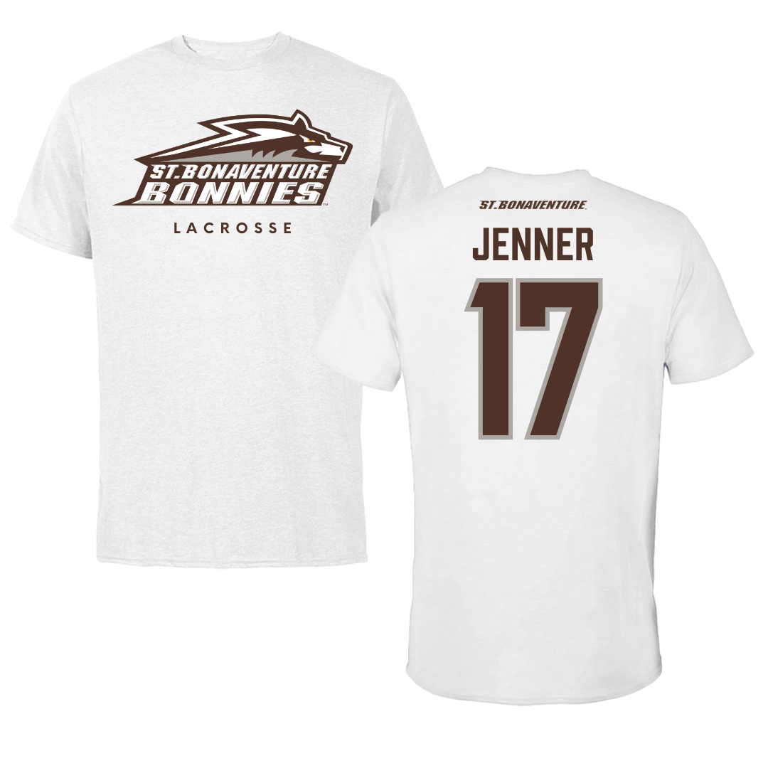 St. Bonaventure University Lacrosse White Performance Tee - #17 Sylvi Jenner