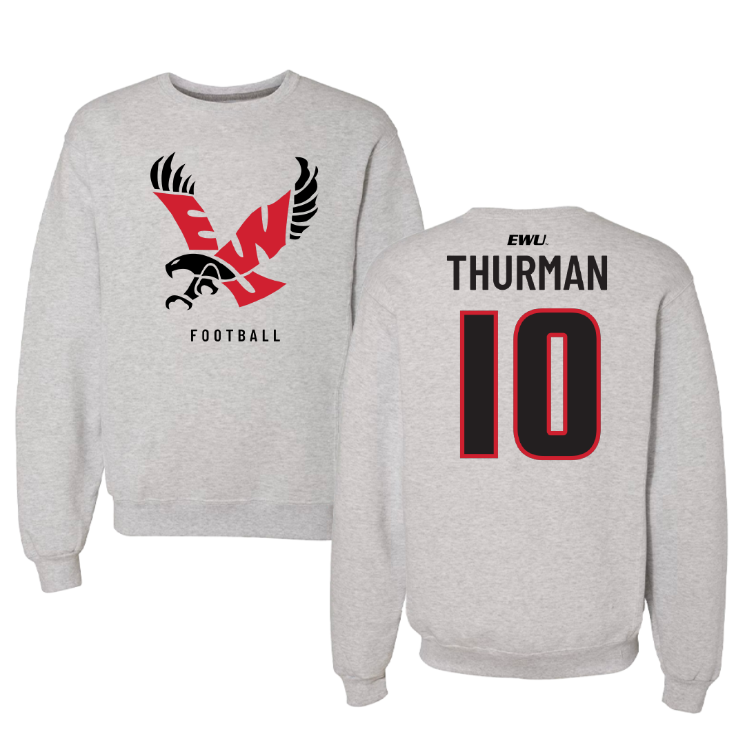 Eastern Washington University Football Gray Crewneck - #10 Trevor Thurman