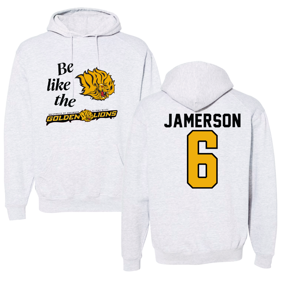 University of Arkansas-Pine Bluff Football Light Gray Be Like Us Hoodie - #6 Michael Jamerson