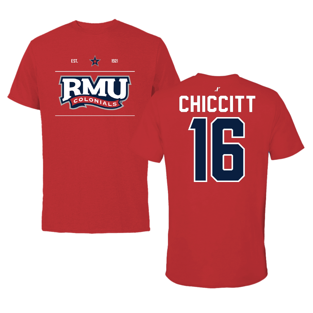 Robert Morris University Football Red General Performance Tee - #16 Anthony Chiccitt