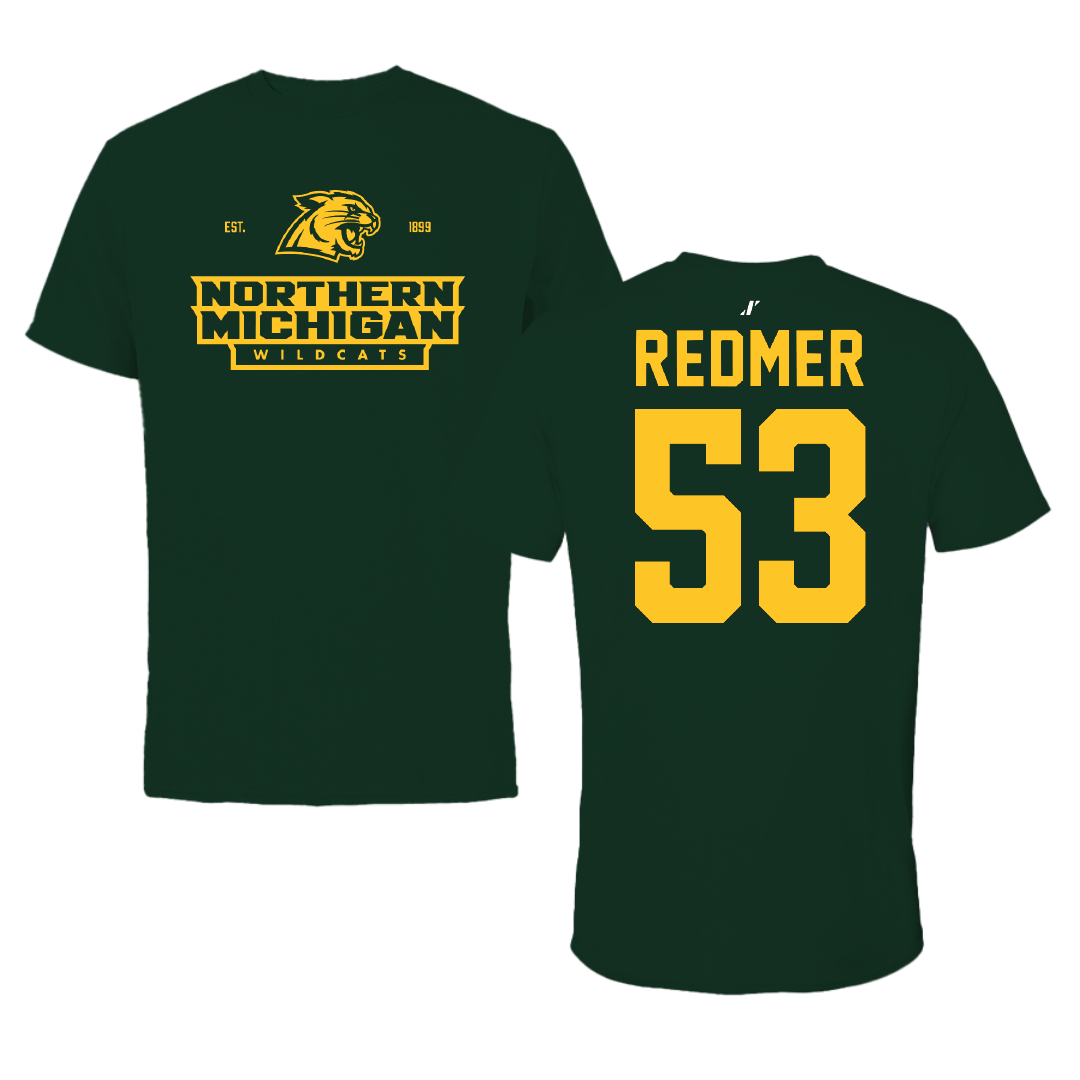 Northern Michigan University Football Forest Green General Tee - #53 Brady Redmer