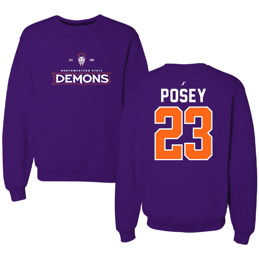 Northwestern State University Basketball Purple General Crewneck - #23 Duane Posey