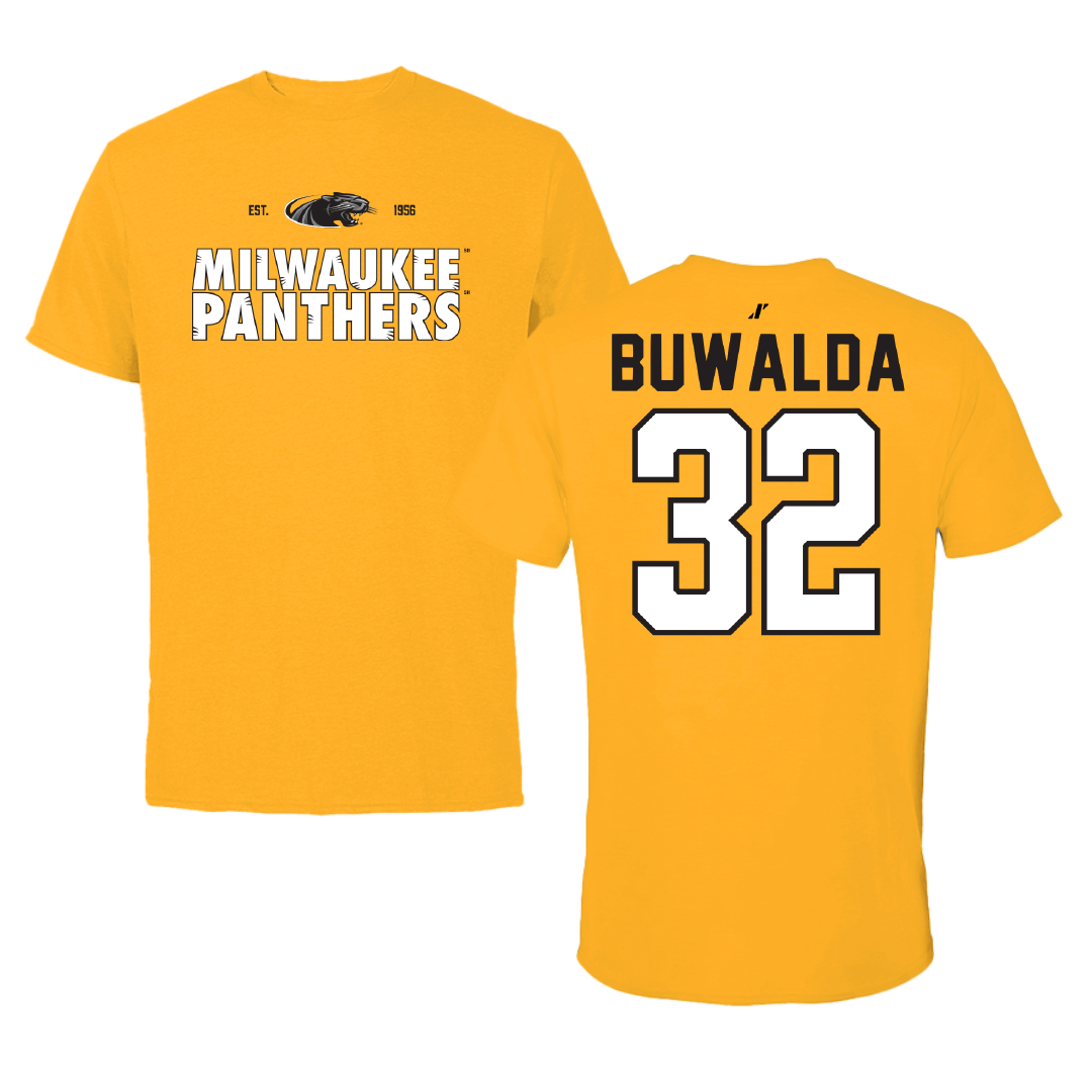University of Wisconsin-Milwaukee Basketball Gold General Tee - #32 Jorey Buwalda