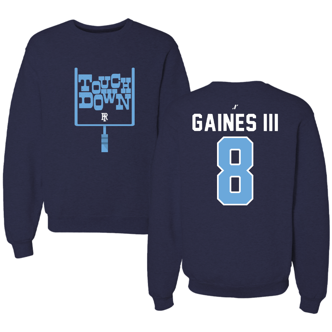 University of Rhode Island Football Navy Touchdown Crewneck - #8 Greg Gaines III