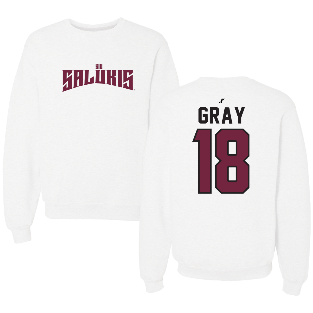 Southern Illinois University at Carbondale Baseball White Classic Crewneck - #18 Hesston Gray