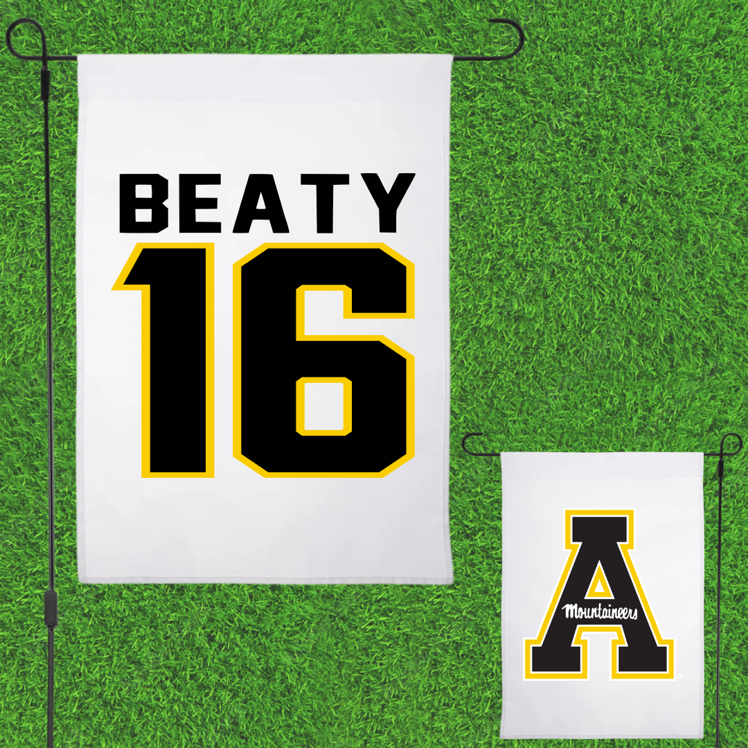 Appalachian State University Baseball White Garden Flag - #16 Jake Beaty