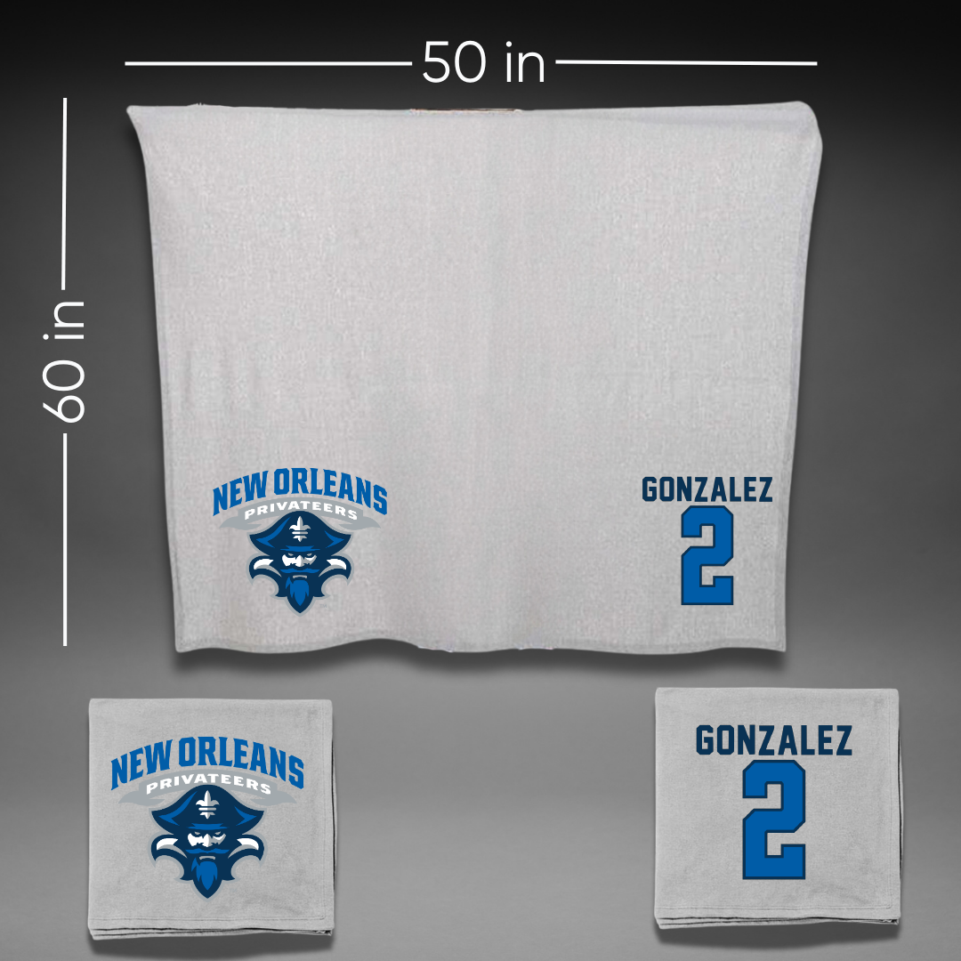 University of New Orleans Beach Volleyball Gray Blanket - #2 Stephanie Gonzalez