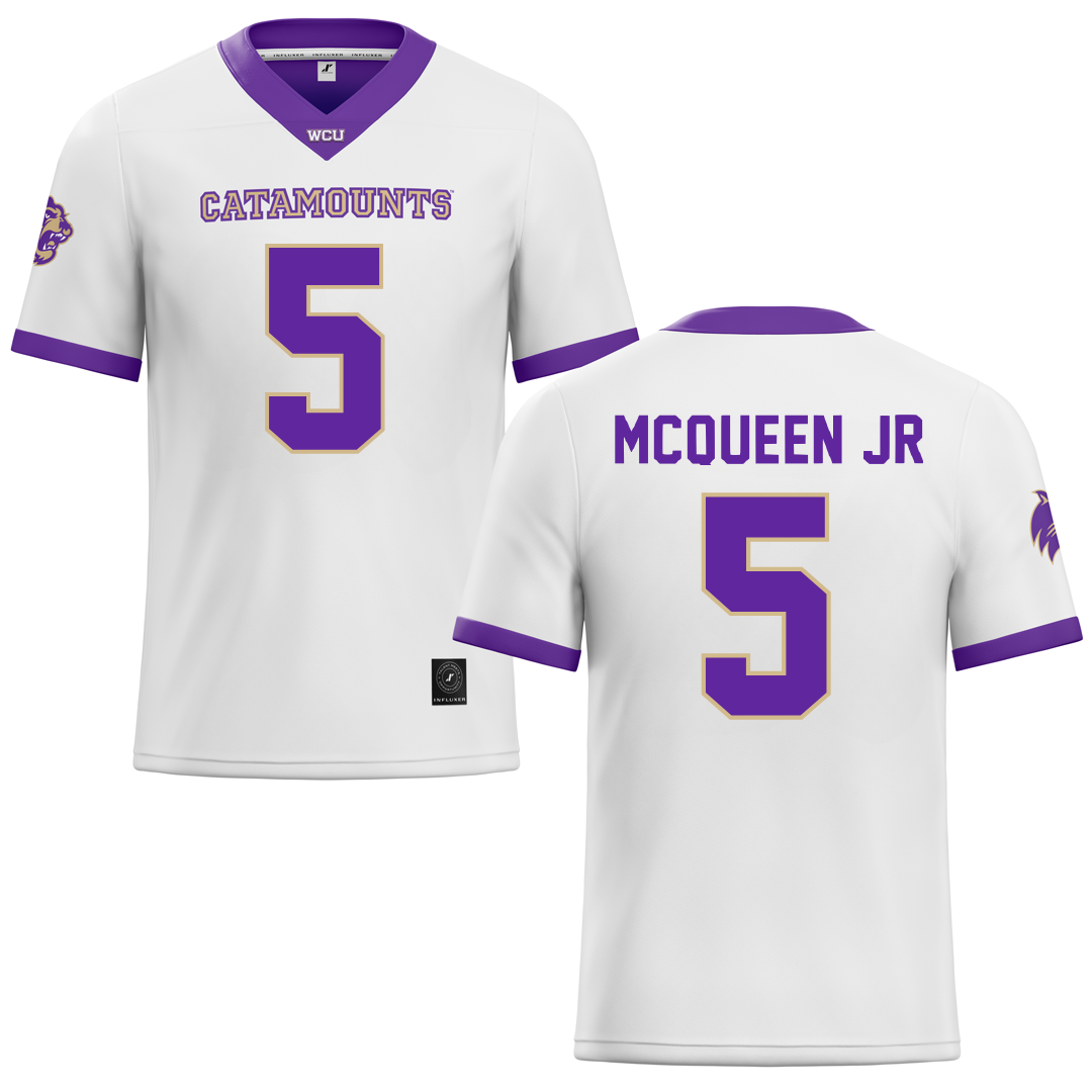 Western Carolina University White Football Jersey - #5 Hayward McQueen Jr