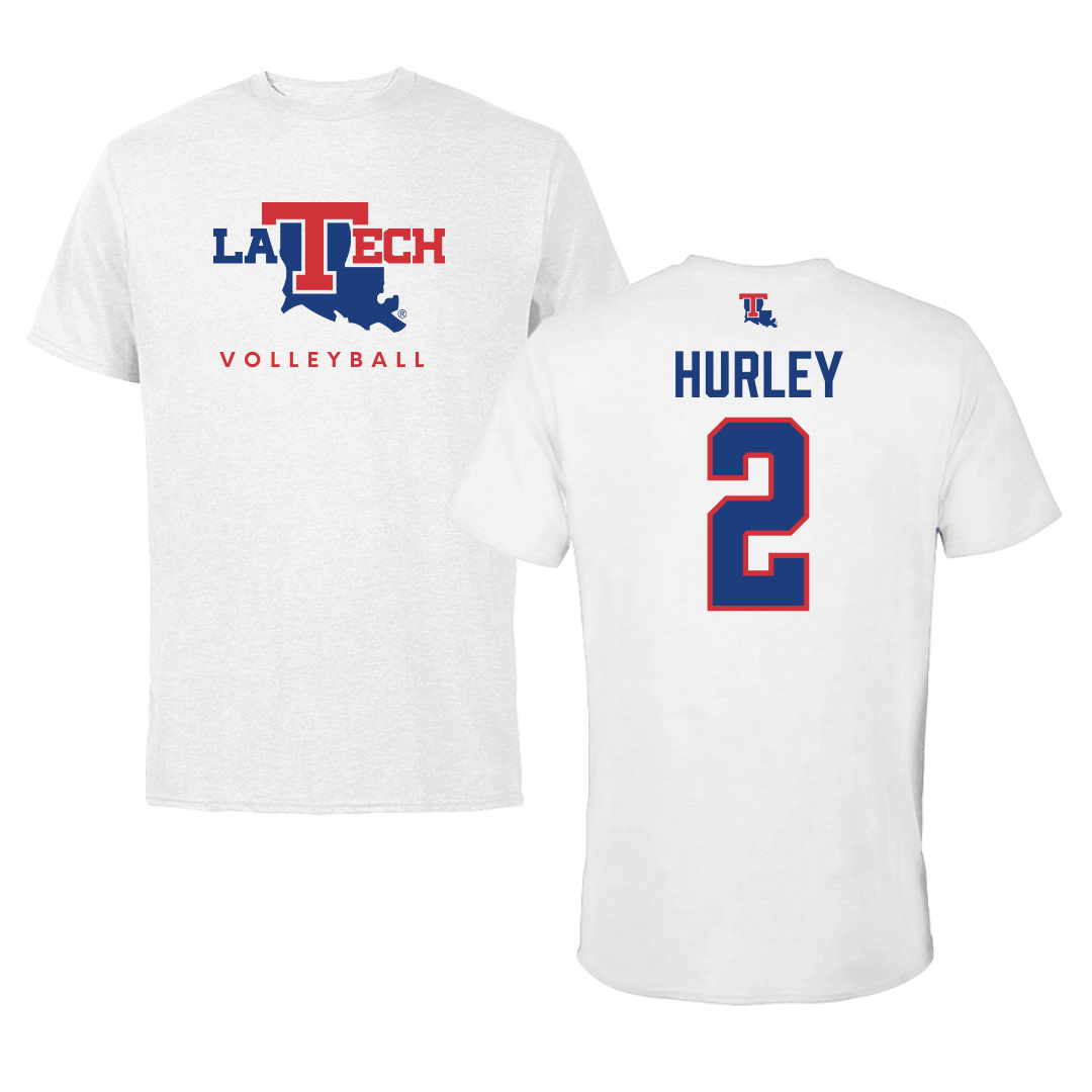 Louisiana Tech University Volleyball White Performance Tee - #2 Jailen Hurley