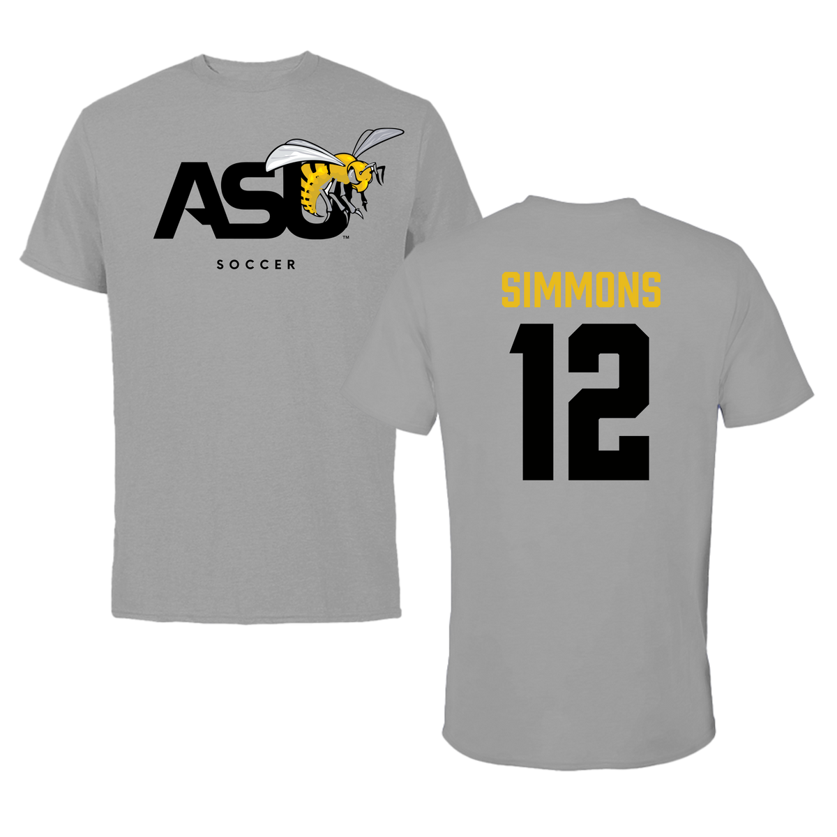 Alabama State University Soccer Dark Gray Tee - #12 Kensley Simmons