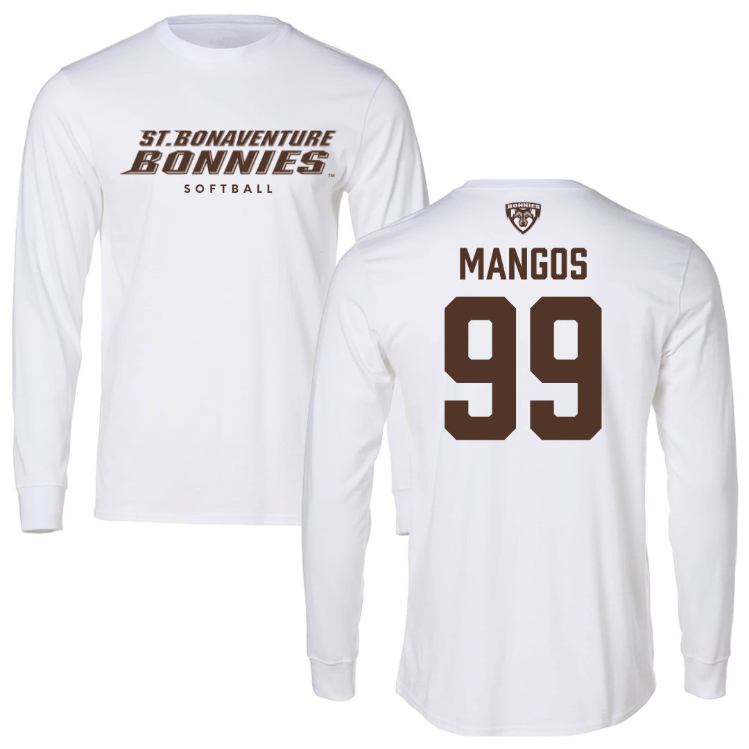 St. Bonaventure University Softball White Performance Long Sleeve - #99 Reagan Mangos