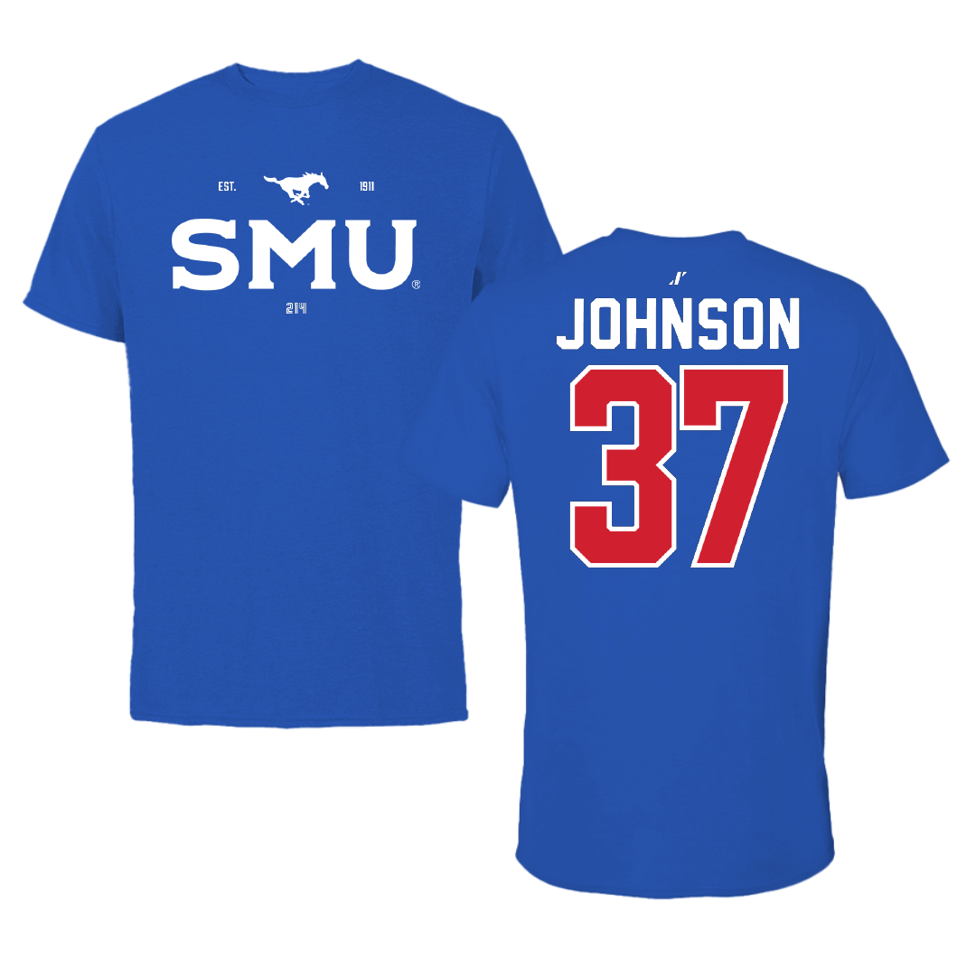 Southern Methodist University Soccer Blue General Performance Tee - #37 Chance Johnson
