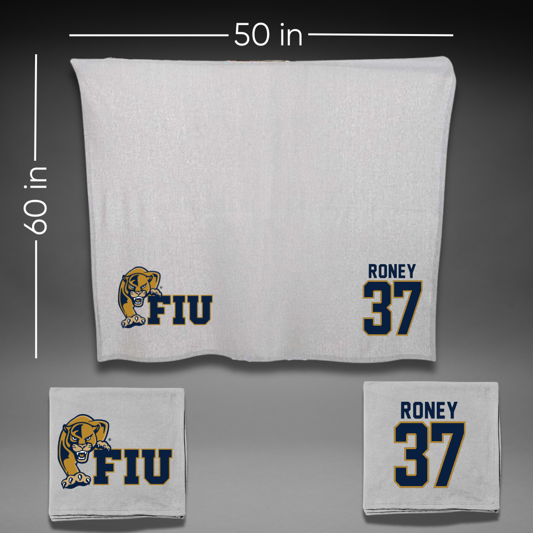 Florida International University Baseball Gray Blanket - #37 Brendan Roney