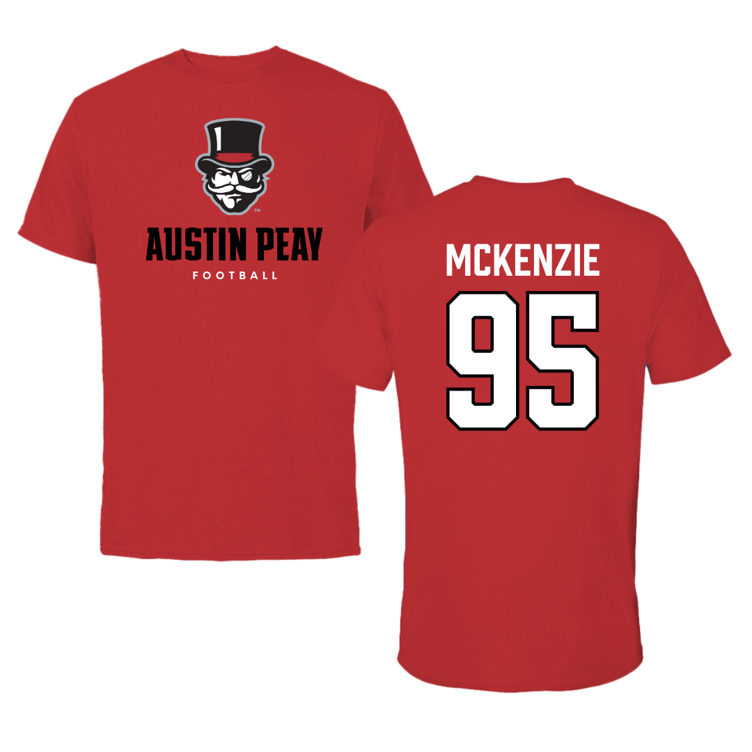 Austin Peay State University Football Red Mascot Tee - #95 Elon McKenzie