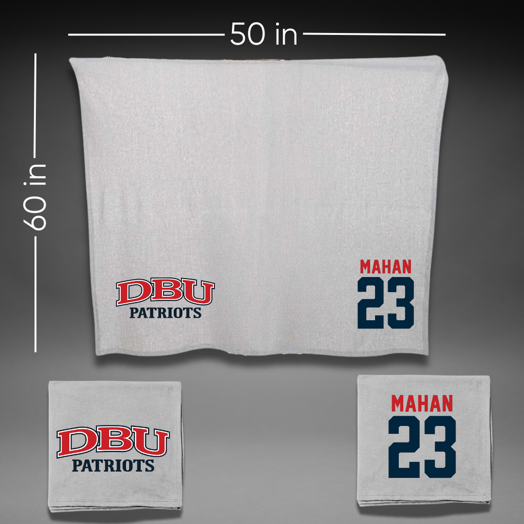 Dallas Baptist University Lacrosse Gray Blanket - #23 Devin Mahan