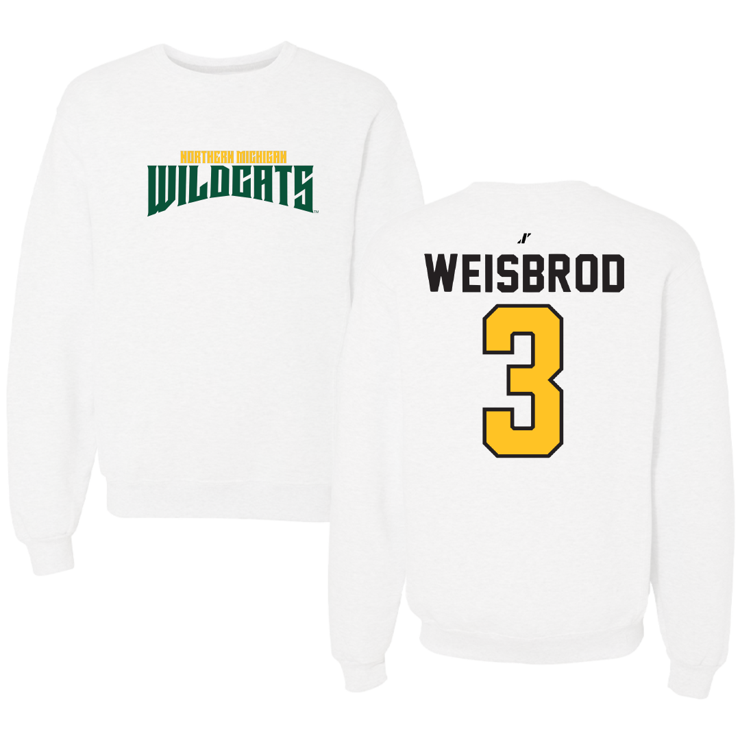 Northern Michigan University Basketball White Classic Crewneck - #3 Max Weisbrod