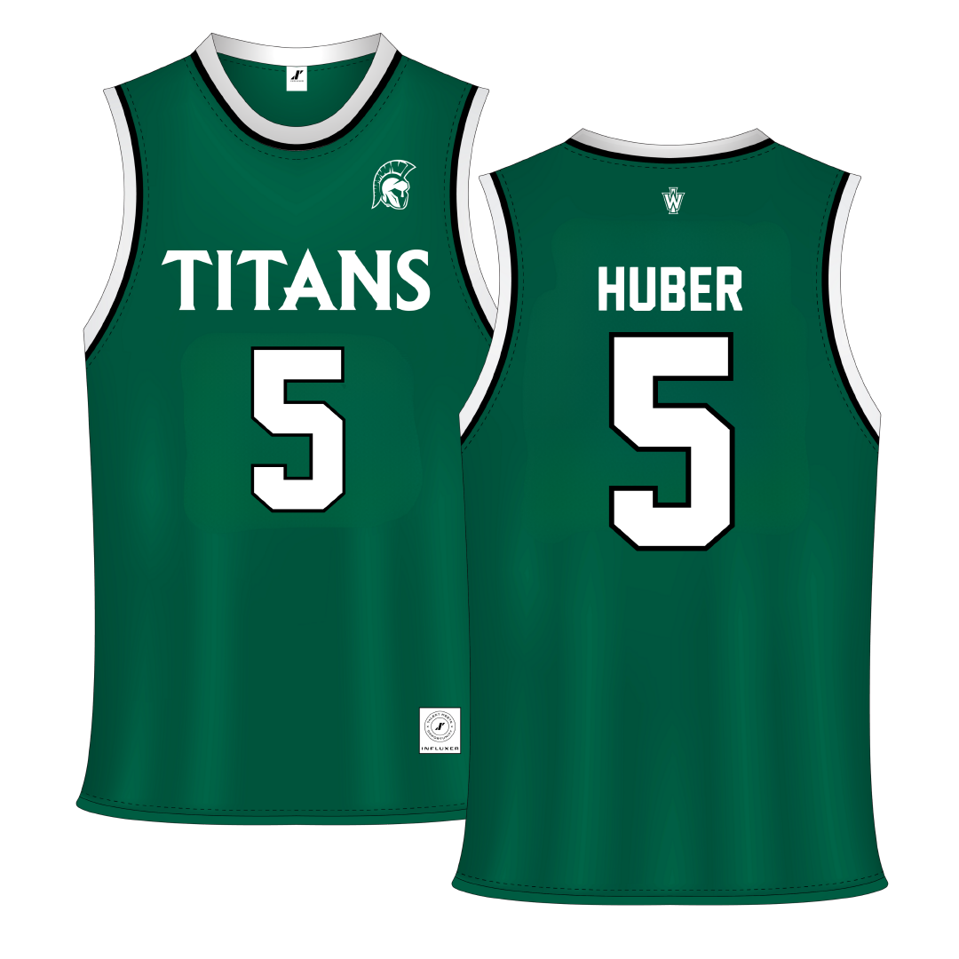 Illinois Wesleyan University Green Basketball Jersey - #5 Lauren Huber