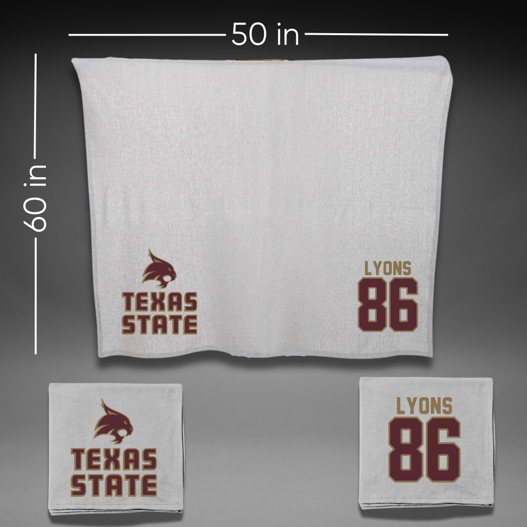 Texas State University Football Gray Blanket - #86 Titus Lyons