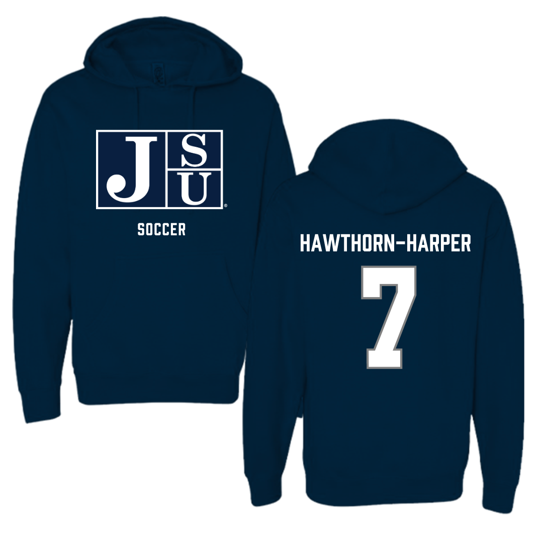 Jackson State University Soccer Navy Hoodie - #7 Ryanne Hawthorn-Harper