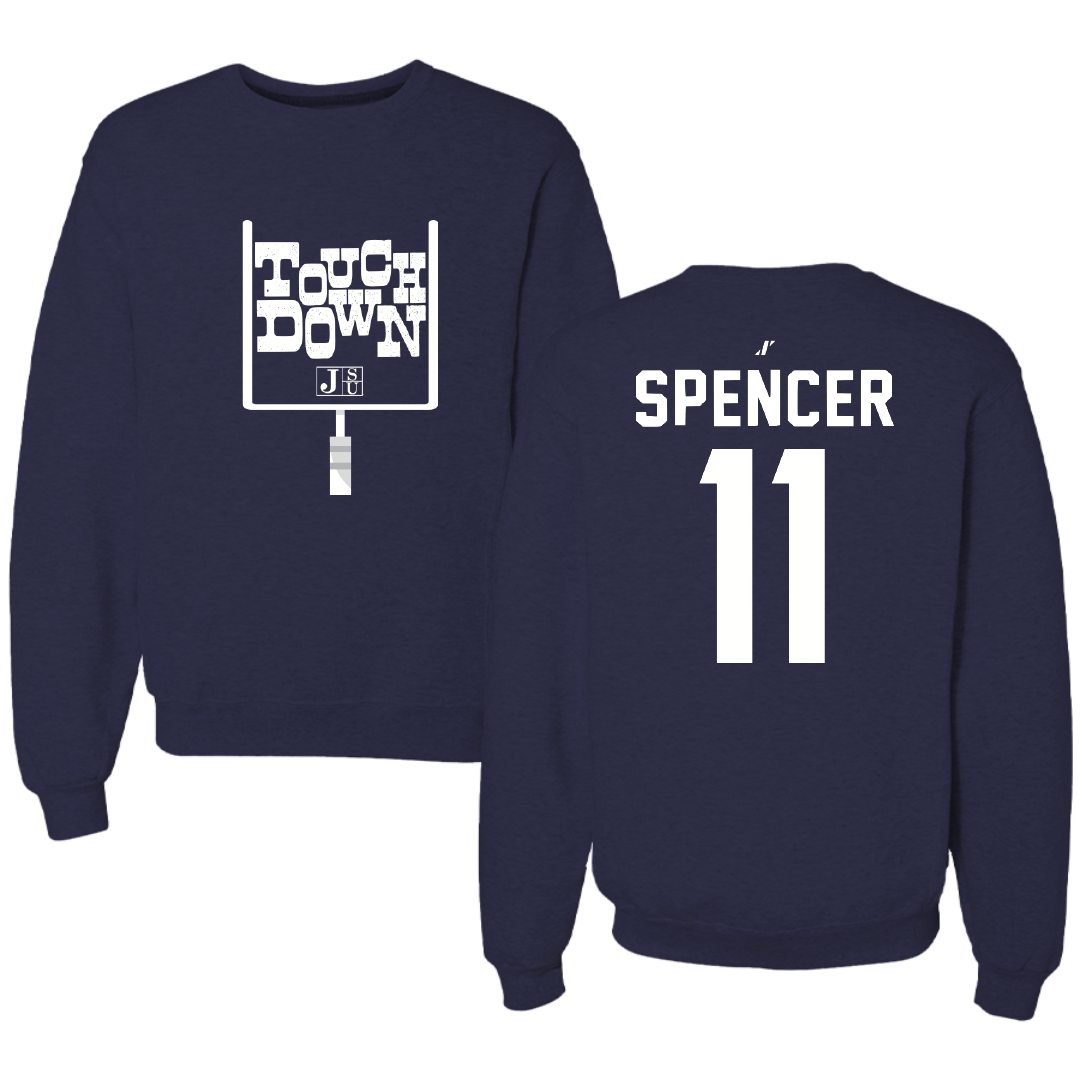 Jackson State University Football Navy Touchdown Crewneck - #11 Isaiah Spencer