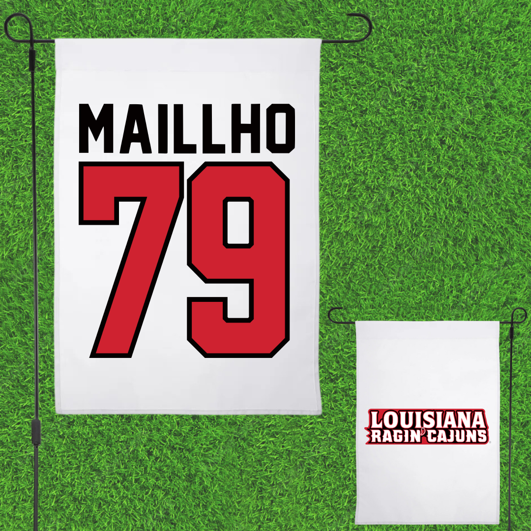 University of Louisiana at Lafayette Football White Garden Flag - #79 Andre Maillho
