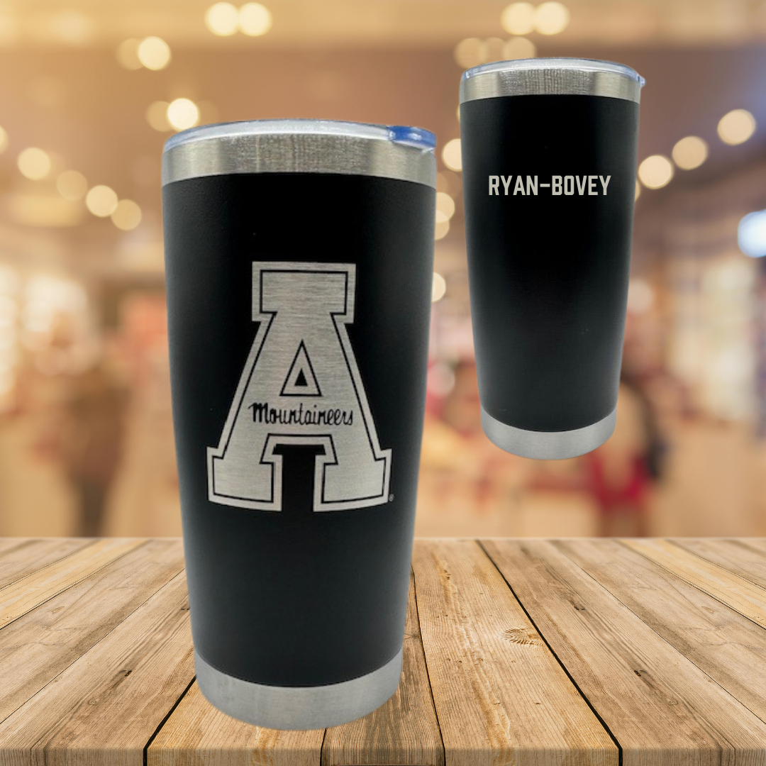 Appalachian State University Tennis Black Stainless Steel Tumbler - Olwyn Ryan-Bovey