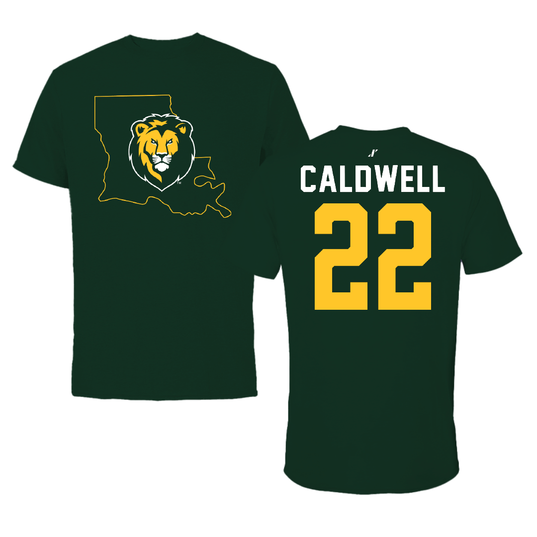 Southeastern Louisiana University Basketball Forest Green State Tee - #22 Nick Caldwell