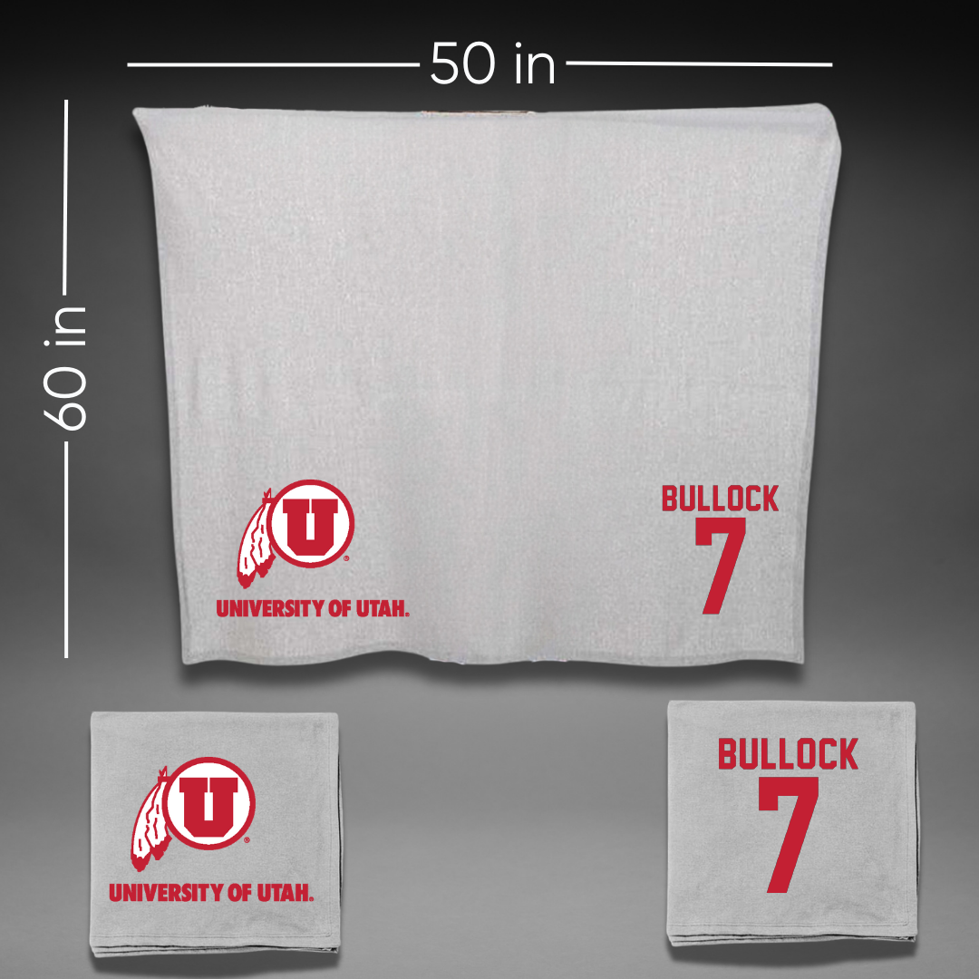 University of Utah Soccer Gray Blanket - #7 Kelly Bullock