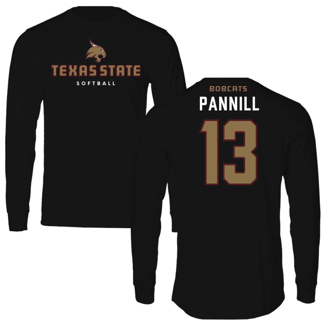 Texas State University Softball Black Performance Long Sleeve - #13 Braylin Pannill