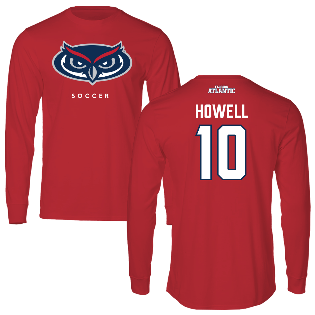 Florida Atlantic University Soccer Red Performance Long Sleeve - #10 Jamie Howell