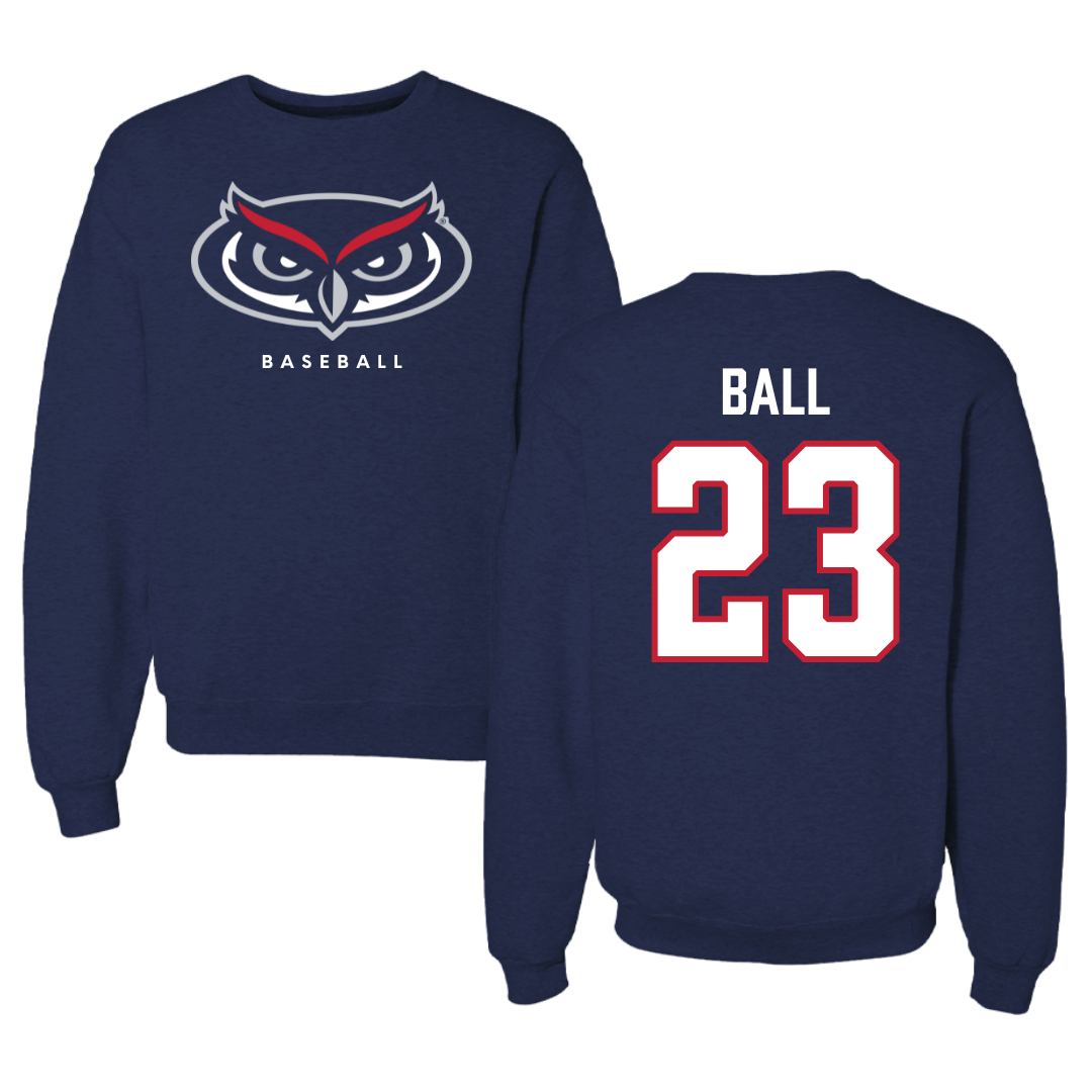 Florida Atlantic University Baseball Navy Mascot Crewneck - #23 Dawson Ball