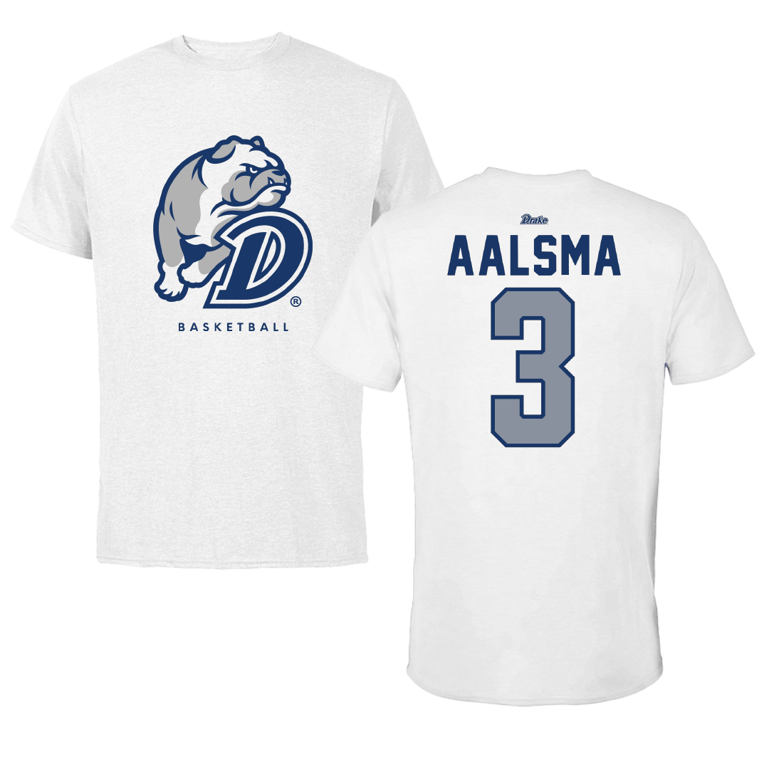 Drake University Basketball White Performance Tee - #3 Abbie Aalsma