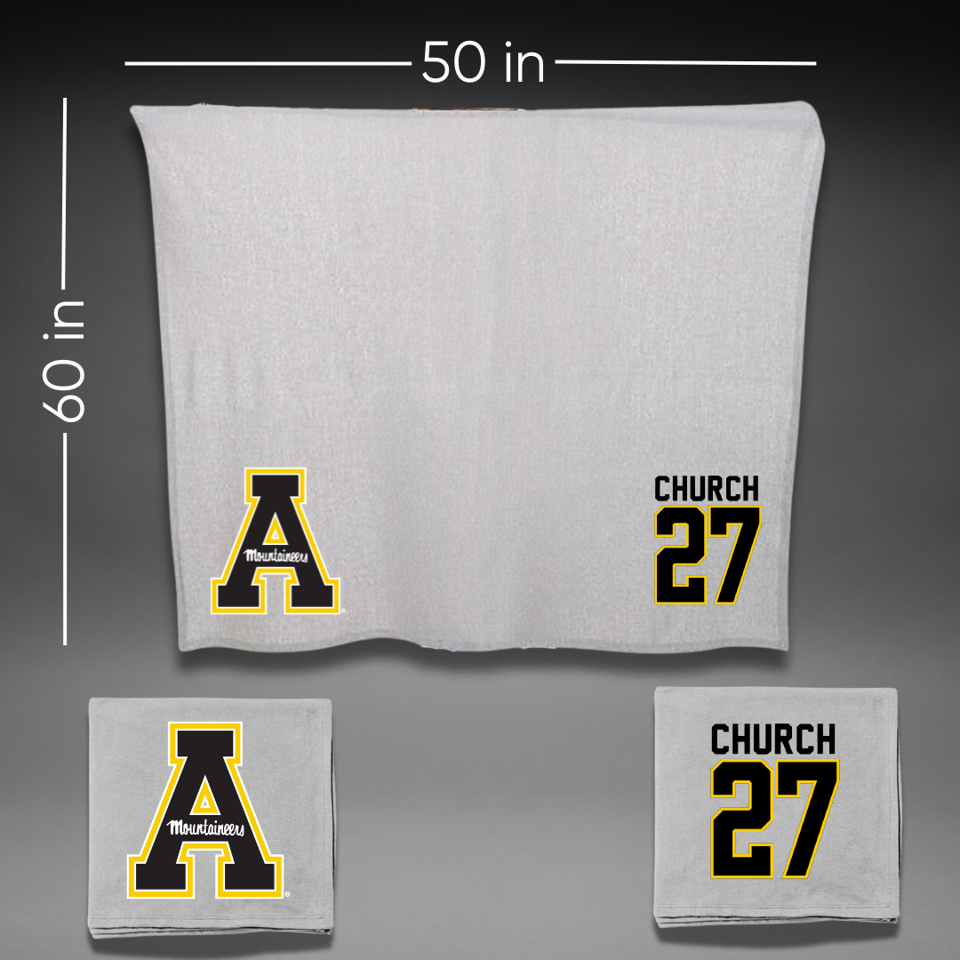 Appalachian State University Baseball Gray Blanket - #27 Braxton Church