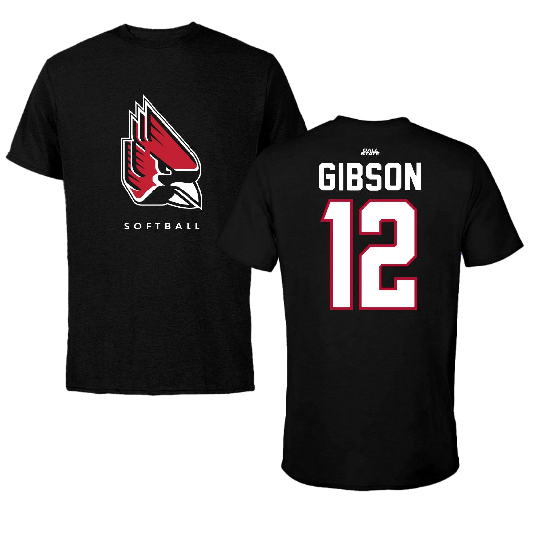 Ball State University Softball Black Performance Tee - #12 Kaitlyn Gibson