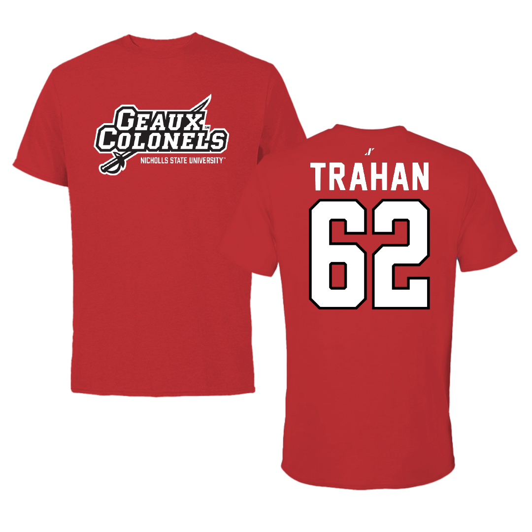 Nicholls State University Football Red General Tee - #62 Seth Trahan
