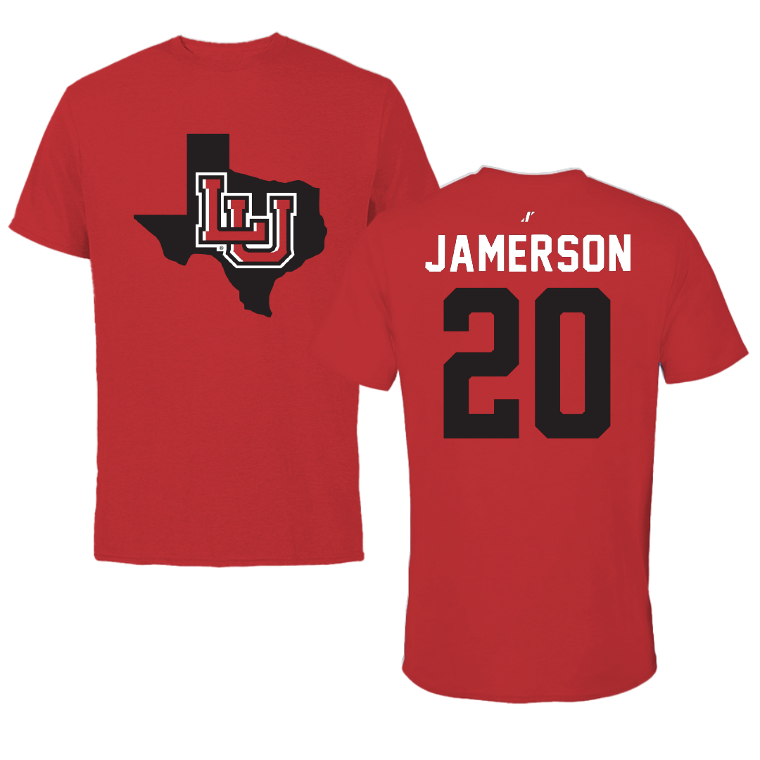 Lamar University Football Red State Tee - #20 Kybo Jamerson