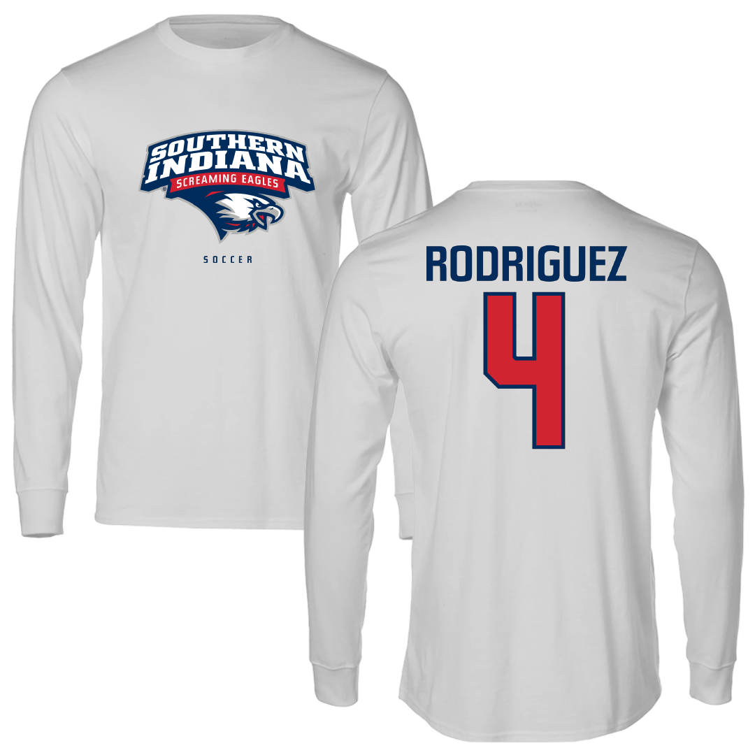 University of Southern Indiana Soccer Light Gray Performance Long Sleeve - #4 Diego Rodriguez