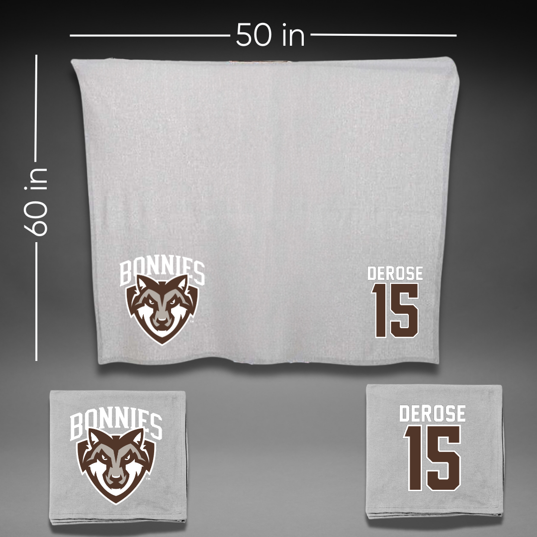 St. Bonaventure University Basketball Gray Blanket - #15 Jack DeRose