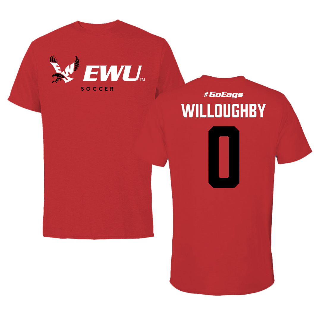 Eastern Washington University Soccer Red Block Tee - #0 Kamryn Willoughby